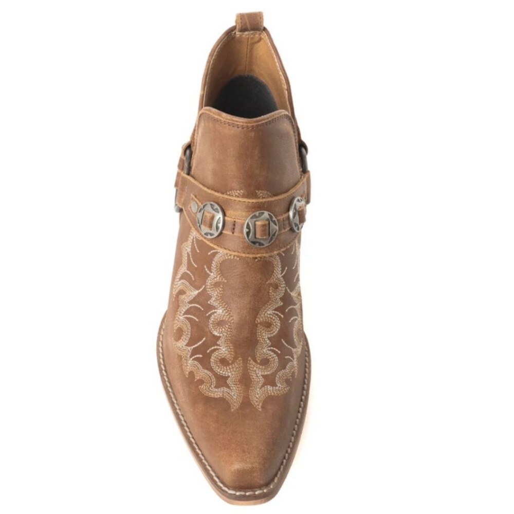 MYRA BAG Western Ember Leather Embroidered Brown Booties NWT